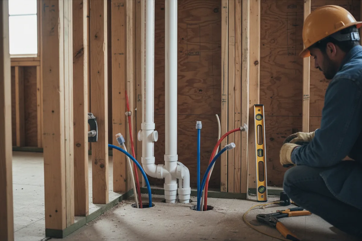 Drain and supply rough-in during Sump Pump Repair in Eastham