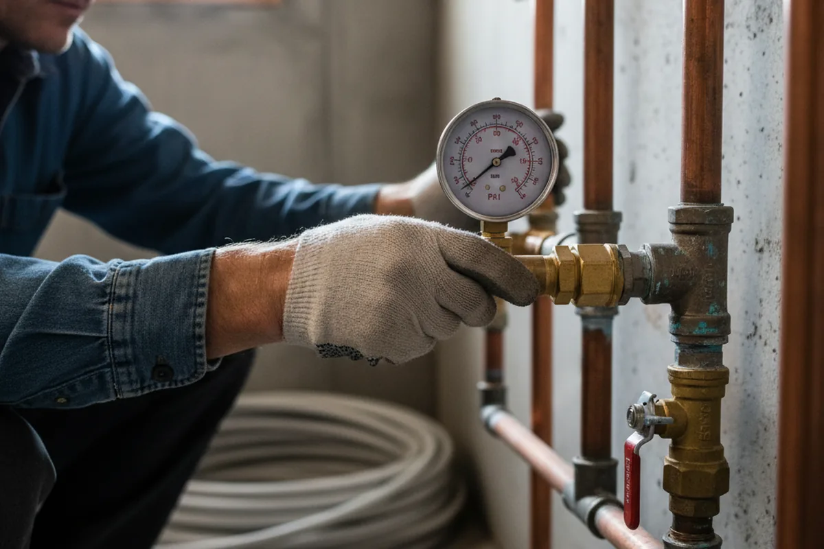 Pressure testing a repaired line during Water Line Repair in Eastham